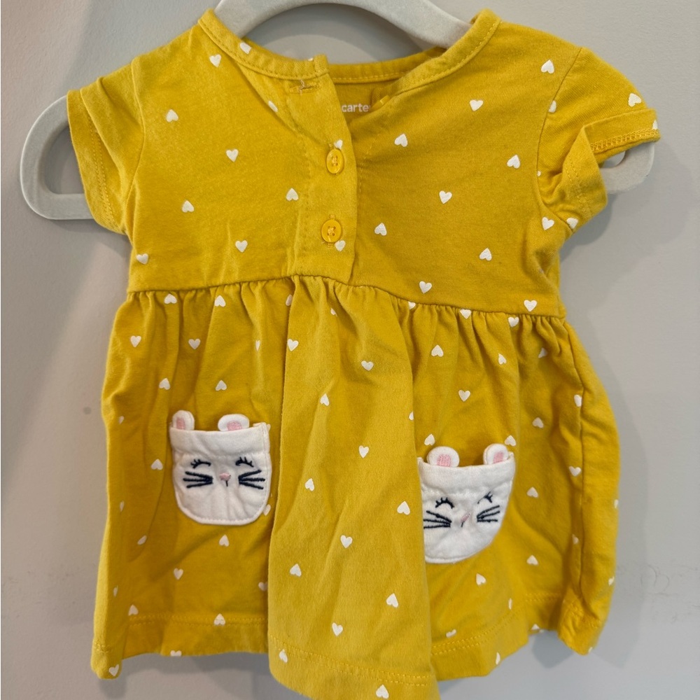 Carters Dress with Heart Pattern and Cat Pockets